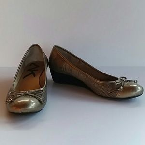 Anne Klein snake print wedge